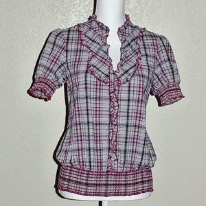 4/$20 Sanctuary Plaid Ruffle Blouse